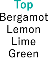 TOP:Bergamot, Lemon, Lime, Green