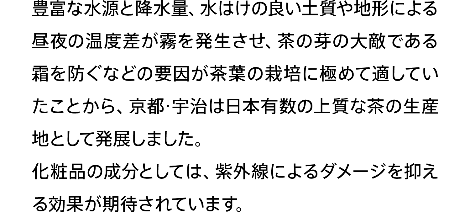 徹底してこだわった香りは、緑茶をベースに柑橘系やフレッシュハーブなど10種類の素材をミックスしたオリジナルフレグランス。近距離でも汗をかいても清潔感のある香りが長時間変化しながら続きます。